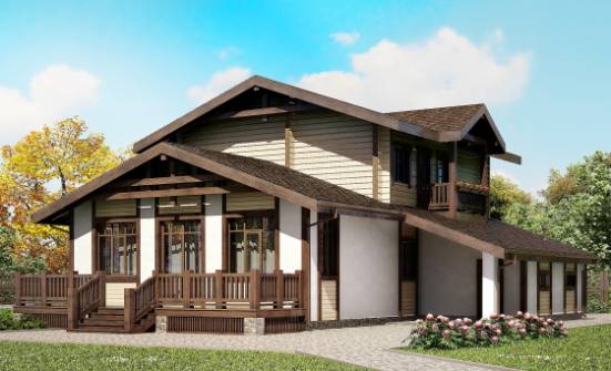 190-004-П Проект двухэтажного дома мансардой и гаражом, просторный домик из поризованных блоков из дерева Тольятти | Проекты домов от House Expert