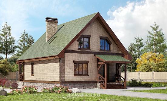 160-011-П Проект двухэтажного дома с мансардой, компактный коттедж из поризованных блоков Тольятти | Проекты домов от House Expert