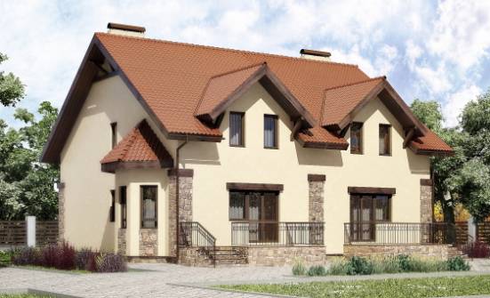 240-001-П Проект двухэтажного дома с мансардой, классический дом из блока Тольятти | Проекты домов от House Expert