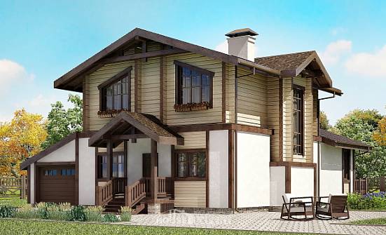 190-004-П Проект двухэтажного дома мансардой и гаражом, просторный домик из поризованных блоков из дерева Тольятти | Проекты домов от House Expert