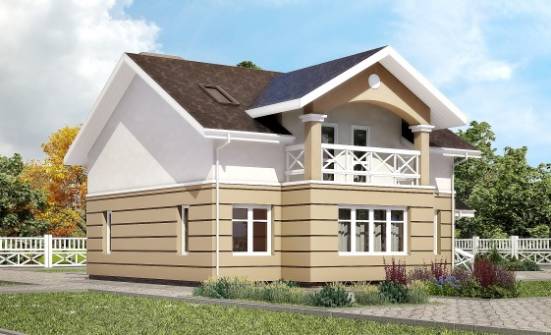 155-009-П Проект двухэтажного дома мансардой, экономичный дом из блока Тольятти | Проекты домов от House Expert