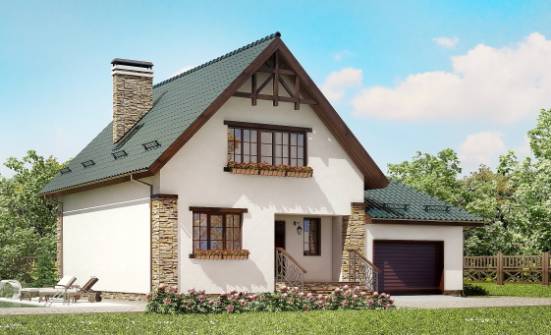 160-005-П Проект двухэтажного дома с мансардой, гараж, бюджетный домик из пеноблока Тольятти | Проекты домов от House Expert