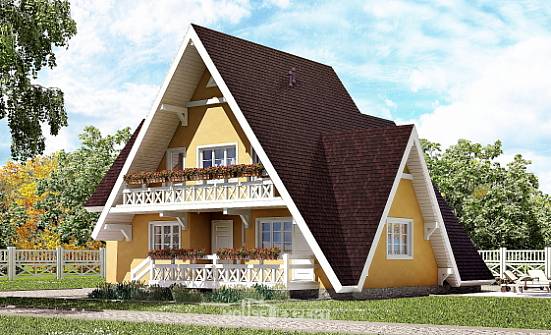 155-008-П Проект двухэтажного дома мансардный этаж, скромный коттедж из бревен Тольятти | Проекты домов от House Expert
