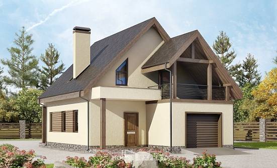120-005-Л Проект двухэтажного дома мансардой и гаражом, классический домик из блока Тольятти | Проекты домов от House Expert