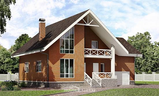 215-001-П Проект двухэтажного дома мансардный этаж и гаражом, красивый загородный дом из пеноблока Тольятти | Проекты домов от House Expert