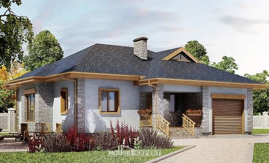 130-006-П Проект одноэтажного дома, гараж, доступный дом из керамзитобетонных блоков Тольятти | Проекты домов от House Expert