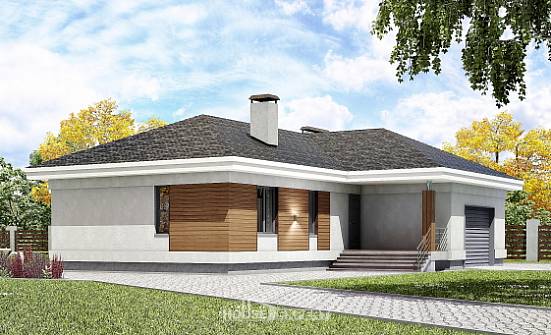 165-001-П Проект одноэтажного дома и гаражом, экономичный домик из твинблока Тольятти | Проекты домов от House Expert