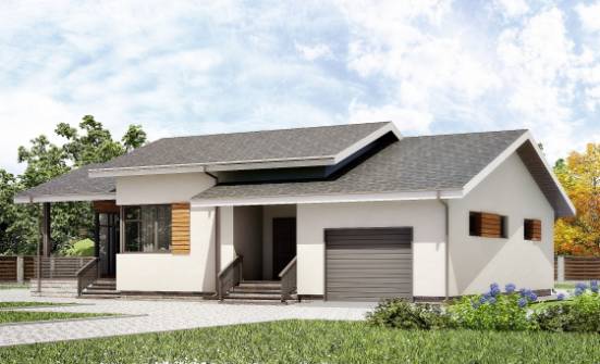 135-002-П Проект одноэтажного дома, гараж, бюджетный домик из газосиликатных блоков Тольятти | Проекты домов от House Expert