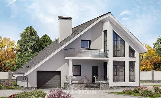 200-007-Л Проект двухэтажного дома с мансардой, гараж, современный дом из теплоблока Тольятти | Проекты домов от House Expert