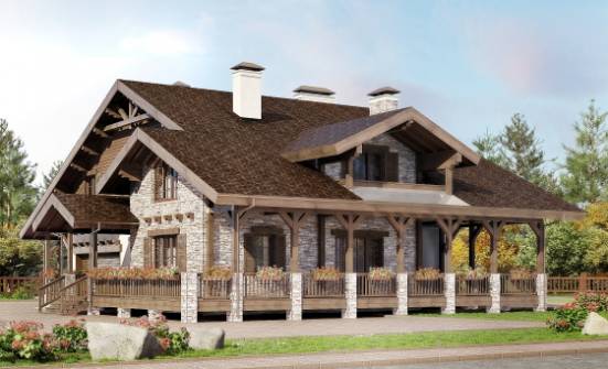 340-003-П Проект двухэтажного дома с мансардой и гаражом, огромный домик из кирпича Тольятти | Проекты домов от House Expert