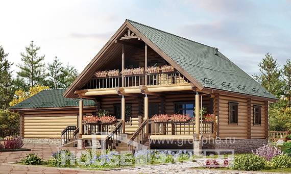 270-002-П Проект двухэтажного дома мансардой и гаражом, современный домик из дерева Тольятти, House Expert