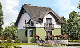 120-003-П Проект двухэтажного дома с мансардным этажом, недорогой домик из поризованных блоков Тольятти, House Expert