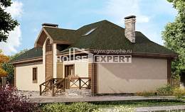 180-010-П Проект двухэтажного дома с мансардой и гаражом, просторный домик из арболита Тольятти, House Expert