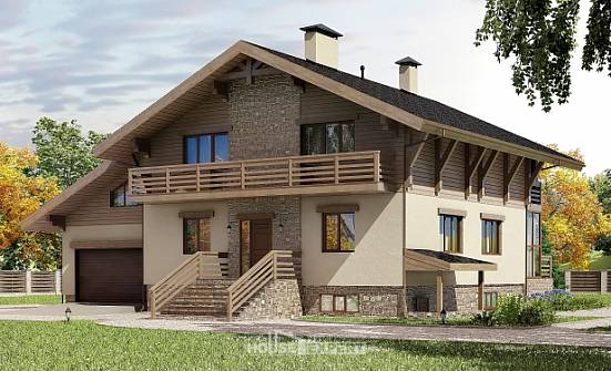 420-001-Л Проект трехэтажного дома мансардой, гараж, огромный дом из кирпича Тольятти | Проекты домов от House Expert