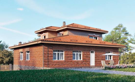 380-002-Л Проект трехэтажного дома и гаражом, классический домик из кирпича Тольятти | Проекты домов от House Expert