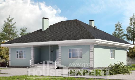 135-003-Л Проект одноэтажного дома, бюджетный домик из газосиликатных блоков Тольятти, House Expert