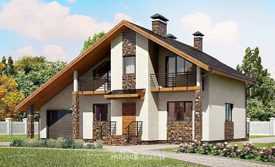 180-008-Л Проект двухэтажного дома с мансардным этажом, гараж, простой домик из теплоблока Тольятти | Проекты домов от House Expert