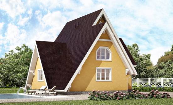155-008-П Проект двухэтажного дома с мансардным этажом, доступный коттедж из бревен, Тольятти
