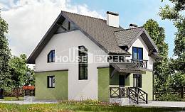 120-003-П Проект двухэтажного дома мансардой, доступный загородный дом из твинблока Тольятти, House Expert