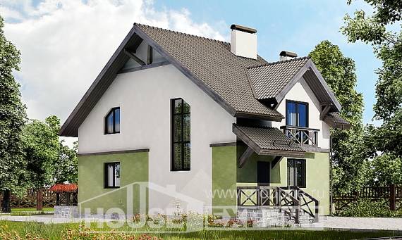 120-003-П Проект двухэтажного дома мансардой, доступный загородный дом из твинблока Тольятти, House Expert
