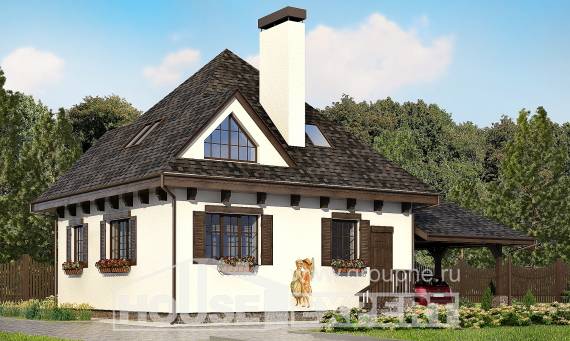 110-002-Л Проект двухэтажного дома с мансардным этажом и гаражом, скромный дом из теплоблока Тольятти, House Expert