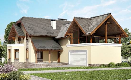 255-003-П Проект двухэтажного дома с мансардным этажом, гараж, просторный загородный дом из теплоблока, Тольятти