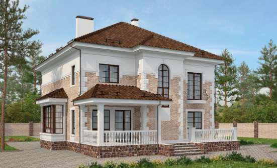 220-008-П Проект двухэтажного дома, средний коттедж из кирпича Тольятти | Проекты домов от House Expert