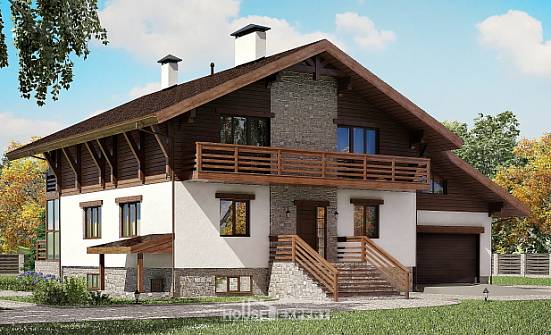 420-001-П Проект трехэтажного дома мансардой и гаражом, современный загородный дом из кирпича, Тольятти