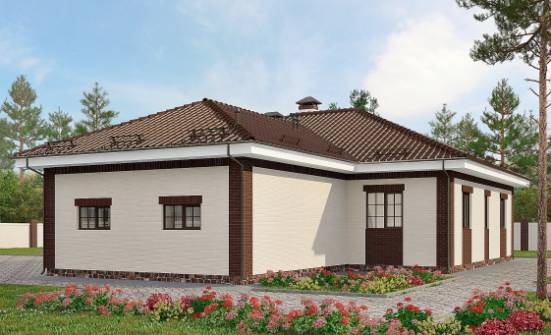 160-015-П Проект одноэтажного дома и гаражом, красивый дом из блока Тольятти | Проекты одноэтажных домов от House Expert