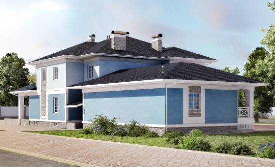 620-001-П Проект трехэтажного дома и гаражом, просторный домик из теплоблока Тольятти | Проекты домов от House Expert