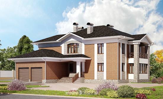 520-002-Л Проект трехэтажного дома, гараж, огромный загородный дом из арболита Тольятти | Проекты домов от House Expert
