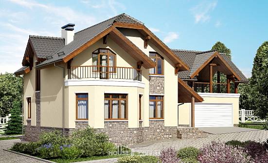 255-003-П Проект трехэтажного дома мансардой и гаражом, простой загородный дом из бризолита Тольятти | Проекты домов от House Expert
