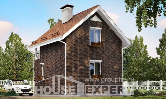 045-001-Л Проект двухэтажного дома с мансардным этажом, махонький коттедж из теплоблока Тольятти, House Expert