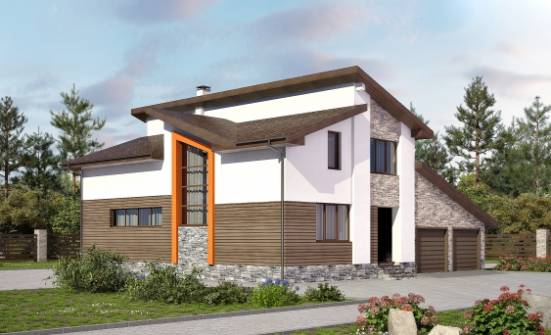 240-004-П Проект двухэтажного дома с мансардой и гаражом, средний дом из арболита Тольятти | Проекты домов от House Expert