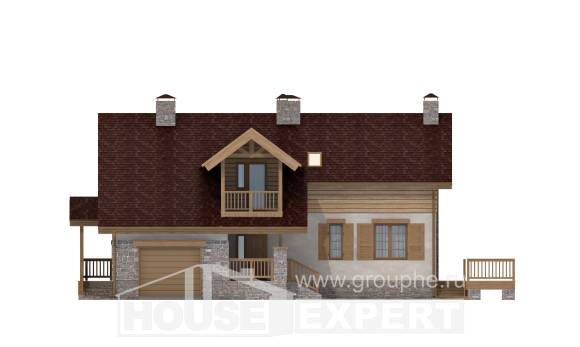 165-002-П Проект двухэтажного дома мансардный этаж и гаражом, скромный коттедж из блока Тольятти, House Expert