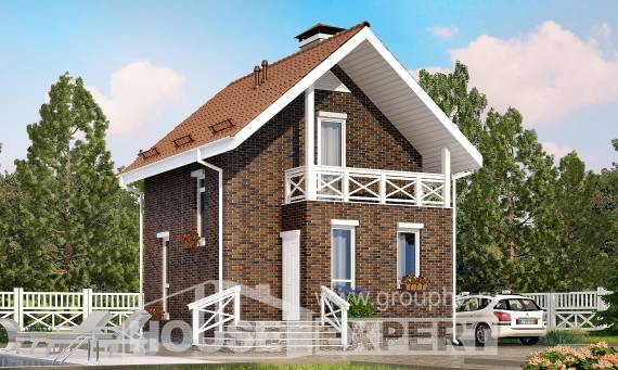 045-001-Л Проект двухэтажного дома мансардой, красивый загородный дом из пеноблока Тольятти, House Expert