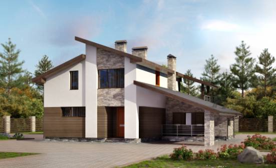 200-010-П Проект двухэтажного дома мансардой и гаражом, классический дом из керамзитобетонных блоков Тольятти | Проекты домов от House Expert