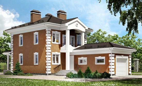 150-006-П Проект двухэтажного дома и гаражом, скромный домик из газосиликатных блоков, Тольятти