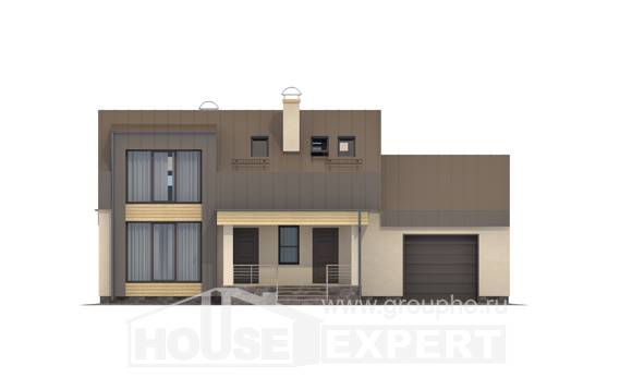 150-015-Л Проект двухэтажного дома мансардный этаж, гараж, бюджетный дом из газобетона, Тольятти