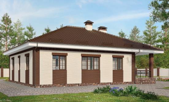 160-015-П Проект одноэтажного дома и гаражом, красивый дом из блока Тольятти | Проекты одноэтажных домов от House Expert