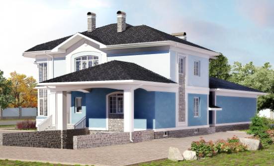 620-001-П Проект трехэтажного дома и гаражом, просторный домик из теплоблока Тольятти | Проекты домов от House Expert