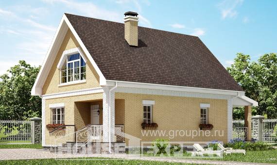 130-004-П Проект двухэтажного дома с мансардой, скромный дом из газобетона Тольятти, House Expert
