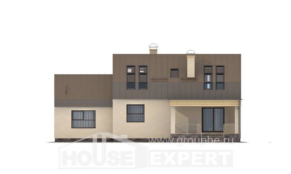 150-015-Л Проект двухэтажного дома с мансардным этажом и гаражом, бюджетный домик из поризованных блоков, Тольятти