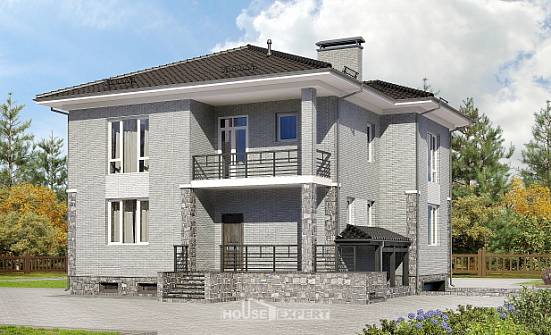 275-004-П Проект трехэтажного дома и гаражом, просторный коттедж из кирпича, Тольятти