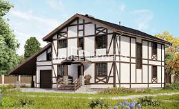 250-002-Л Проект двухэтажного дома мансардой, гараж, красивый дом из кирпича Тольятти, House Expert