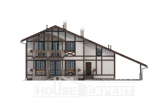250-002-Л Проект двухэтажного дома мансардный этаж и гаражом, классический коттедж из кирпича Тольятти, House Expert