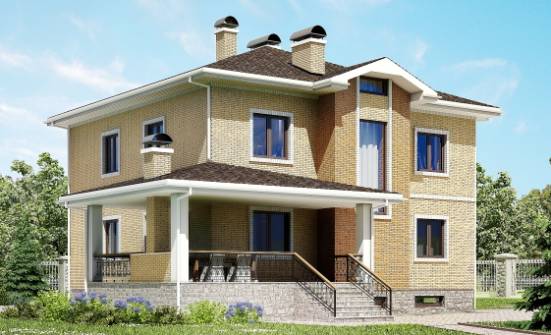 350-002-Л Проект трехэтажного дома и гаражом, большой дом из кирпича, Тольятти