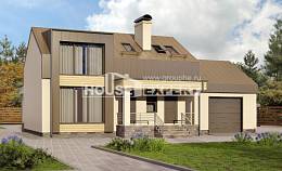 150-015-Л Проект двухэтажного дома мансардой и гаражом, доступный загородный дом из поризованных блоков, Тольятти