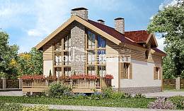 165-002-П Проект двухэтажного дома мансардой и гаражом, компактный загородный дом из поризованных блоков Тольятти, House Expert